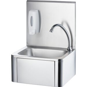 Edelstahl-Handwaschbecken mit Kniebedienung und Seifenspender
