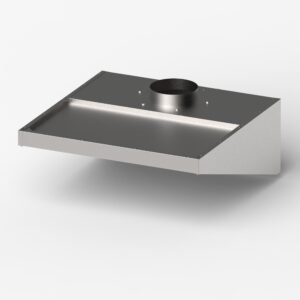 Edelstahl-Kastenhaube für niedrige Decken 101 × 100 cm, mit Fettfiltern
