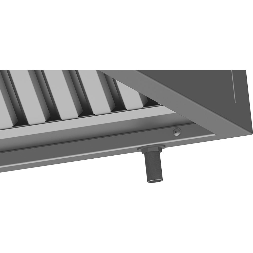 Hotte caisson inox pour plafond bas 101 × 100 cm, avec filtres à graisse