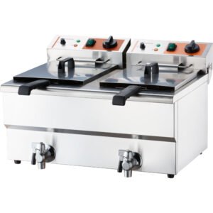 Elektrische Doppel-Fritteuse 2 × 8 L mit Ablasshähnen